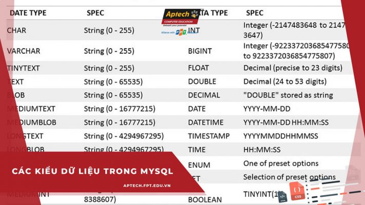 Các kiểu dữ liệu trong mysql