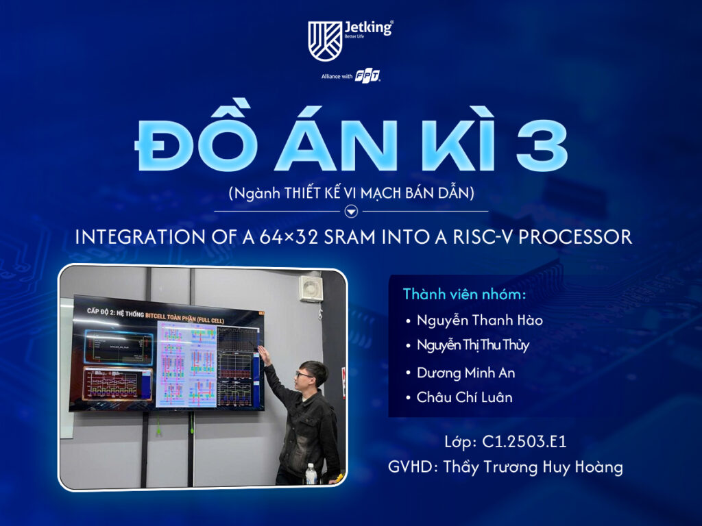 Đồ án SEM 3 FPT Jetking: Tích hợp SRAM 64×32 vào bộ xử lý RISC-V theo quy trình RTL-to-GDSII