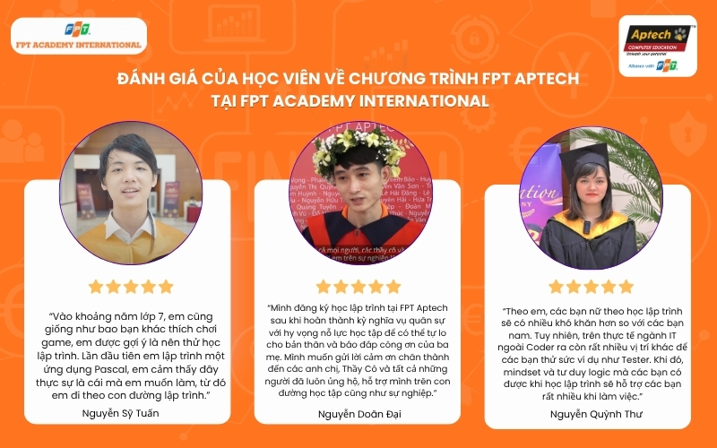 Học viên FPT Aptech chia sẻ trải nghiệm học tập, thực hành và phát triển kỹ năng lập trình thực tế.
